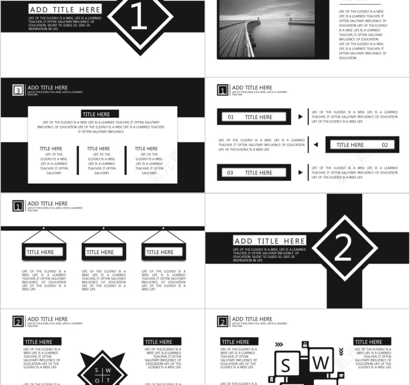 商务欧美ppt模板简约2019高端大气 商业工作汇报时尚极简风素材第2张