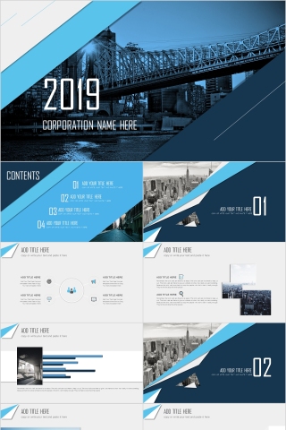 商务欧美ppt模板简约2019高端大气 商业工作汇报时尚极简风素材