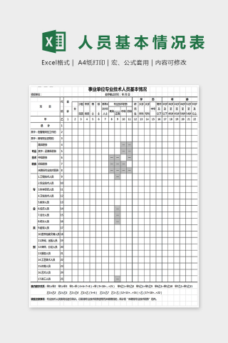 事业单位技术人员基本情况表格Excel