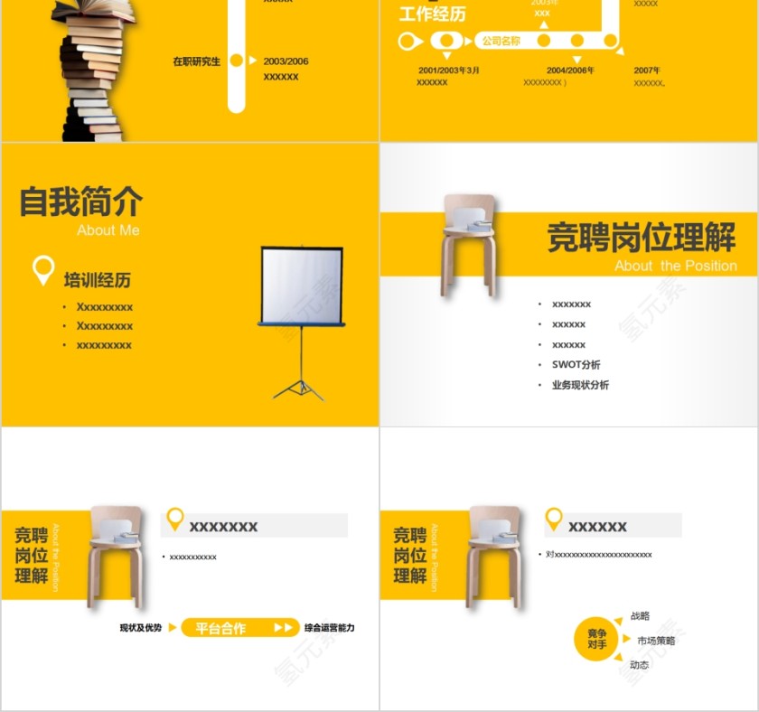金色个人简历岗位竞聘ppt模版第2张