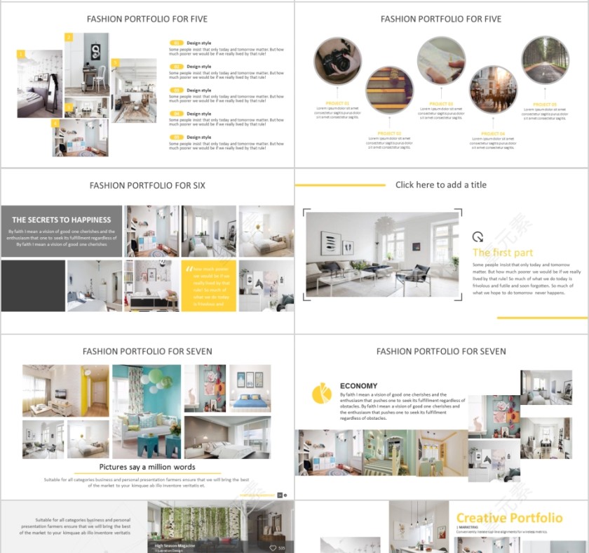 室内设计软装装修装潢家居方案PPT模板动态简约北欧风格案例展示第4张