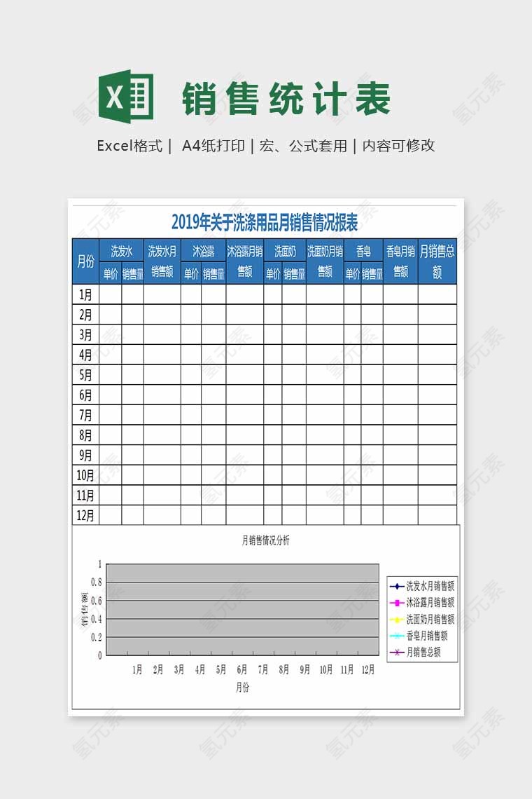 精美大方销售统计表Excel