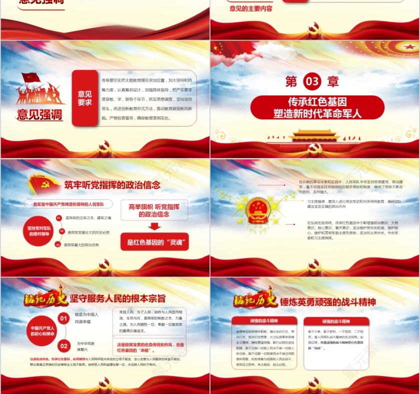 在全军开展传承红色基因担当强军重任主题教育PPT模板第3张