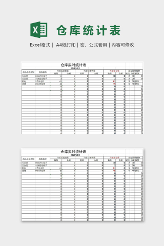 进货销量仓库专业实时统计表excel模板