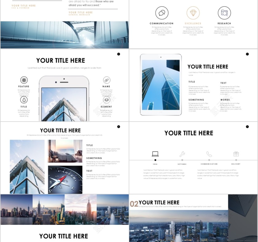 商务欧美ppt模板简约2019高端大气 商业工作汇报时尚极简风素材第2张