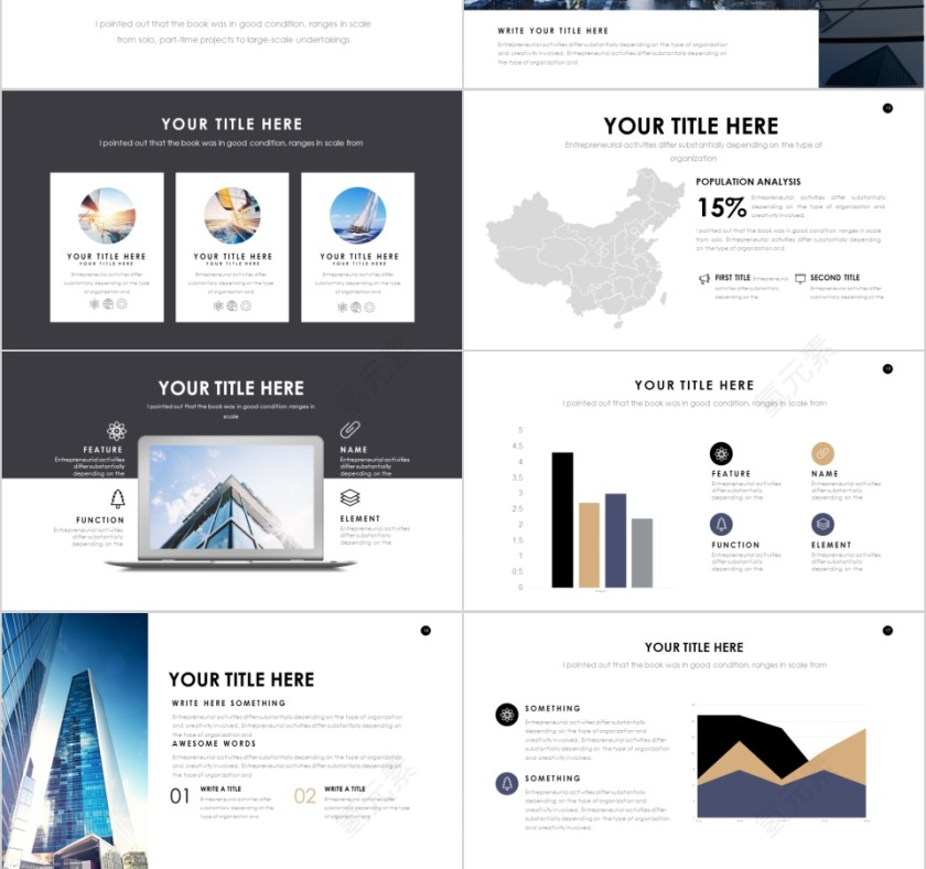 商务欧美ppt模板简约2019高端大气 商业工作汇报时尚极简风素材第3张