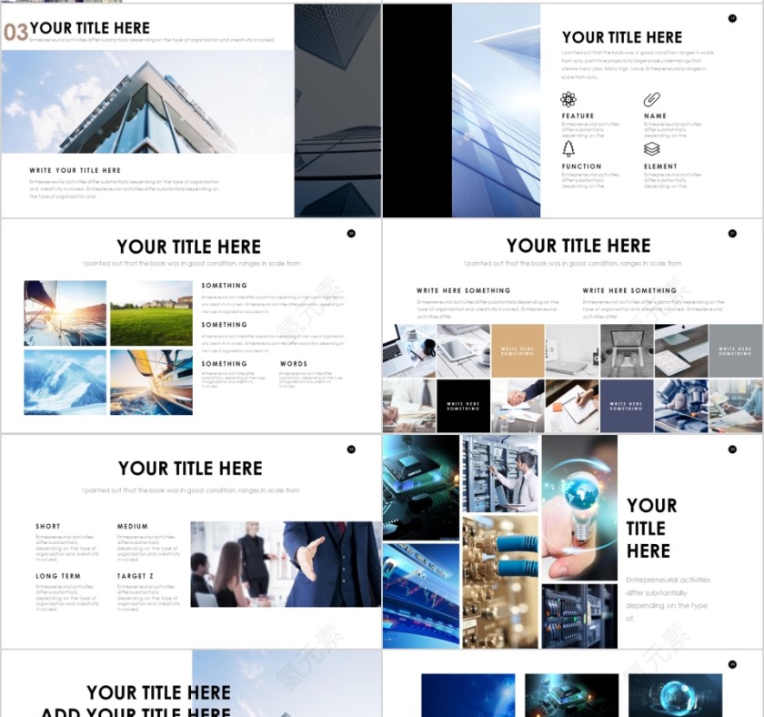 商务欧美ppt模板简约2019高端大气 商业工作汇报时尚极简风素材第4张