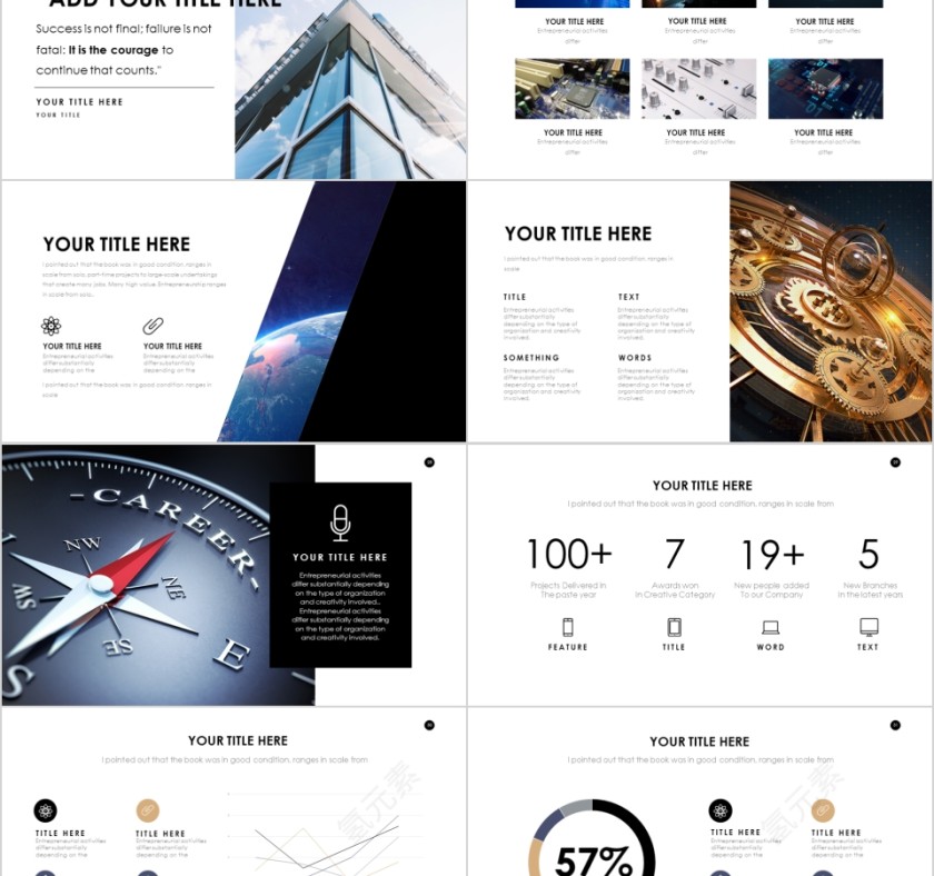 商务欧美ppt模板简约2019高端大气 商业工作汇报时尚极简风素材第5张