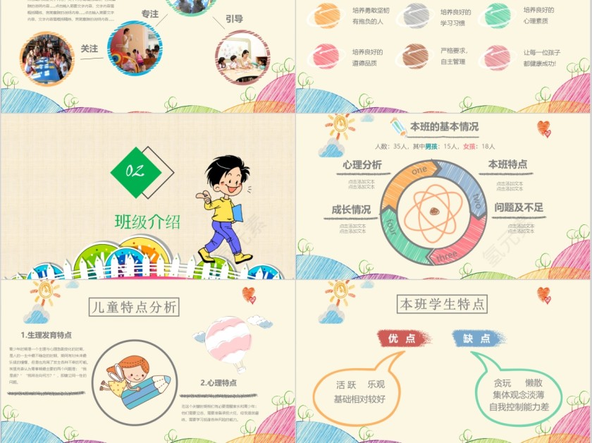 幼儿园家长会简约通用PPT模板第3张