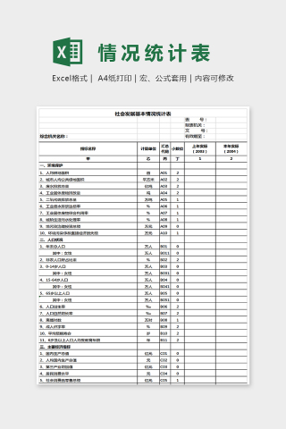 简单社会发展基本情况统计表Excel
