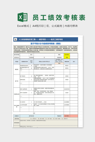 基于平衡积分卡的绩效考核表excel模板
