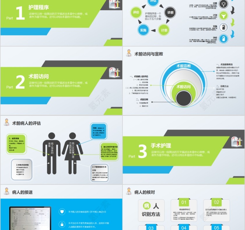 清新简约手术期全期护理PPT模板第2张