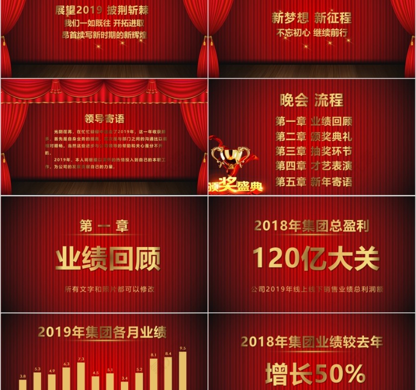 红色喜庆大气2019企业颁奖年会PPT 第2张