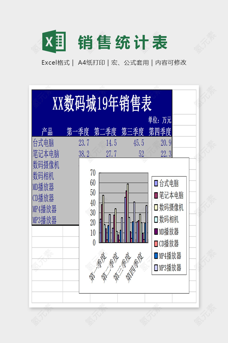 简单大方精美产品销售表Excel