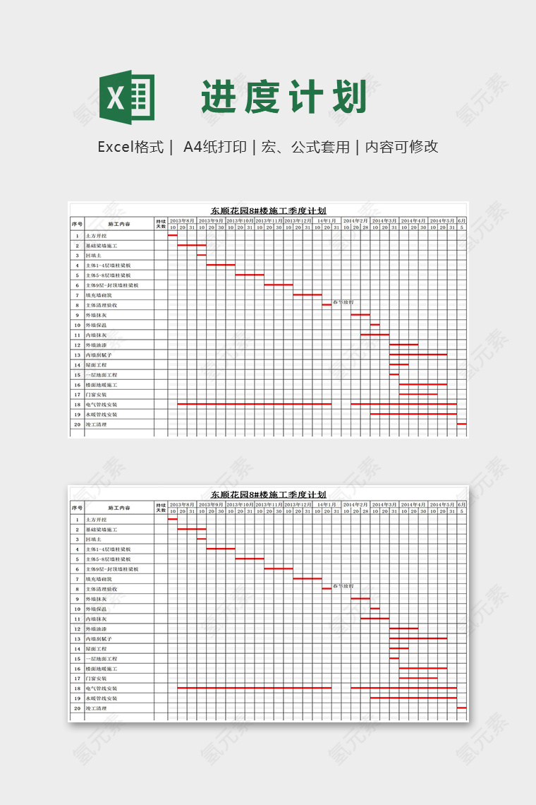 施工季度计划安排甘特图