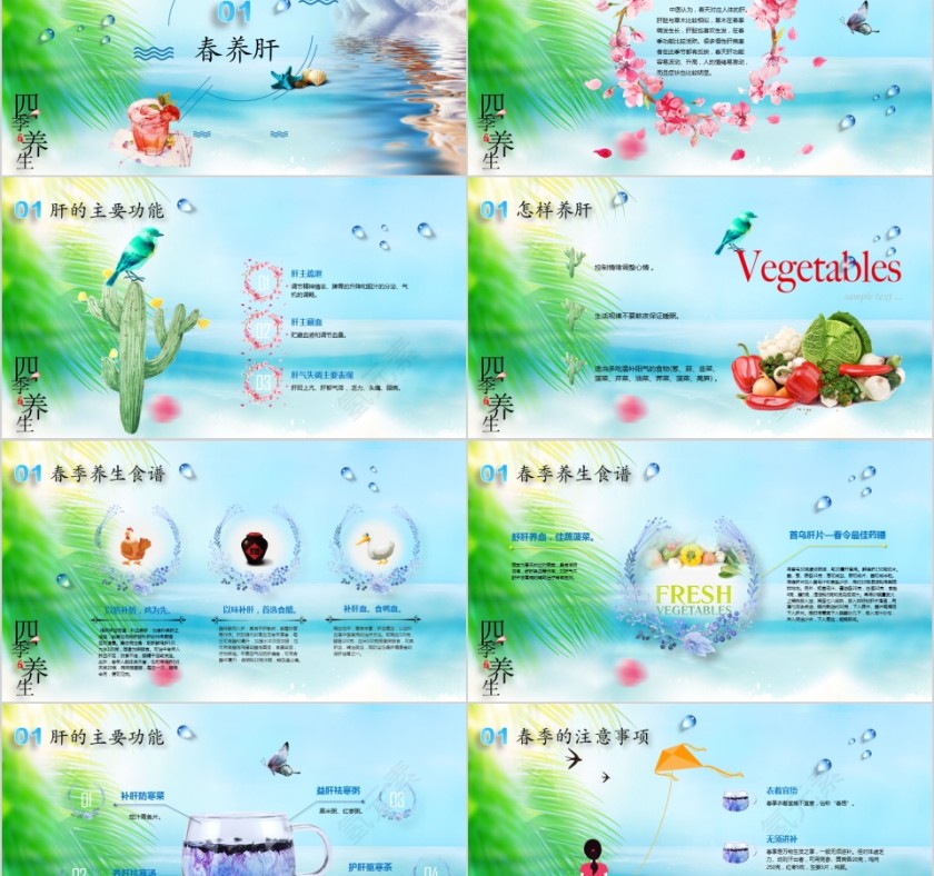 简约清新四季养生保健ppt模板第2张
