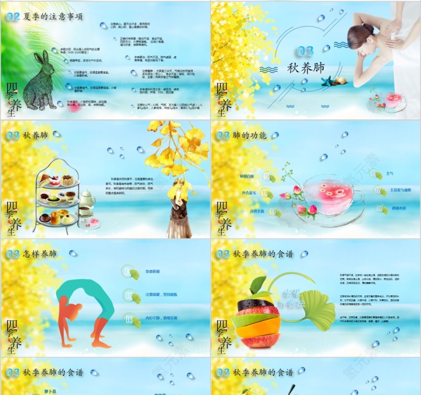 简约清新四季养生保健ppt模板第4张