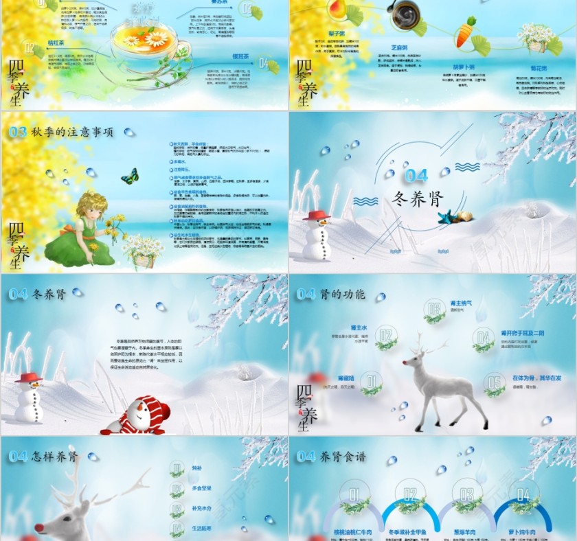简约清新四季养生保健ppt模板第5张