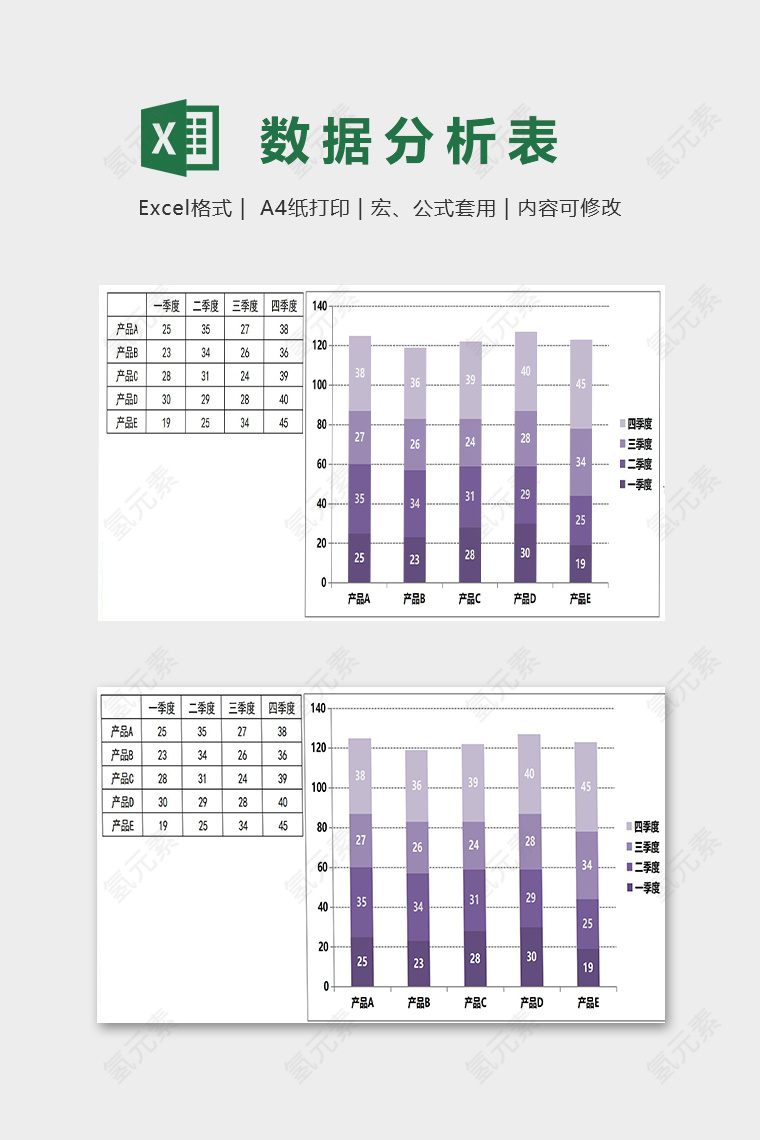 产品季度销售数据统计精美模版