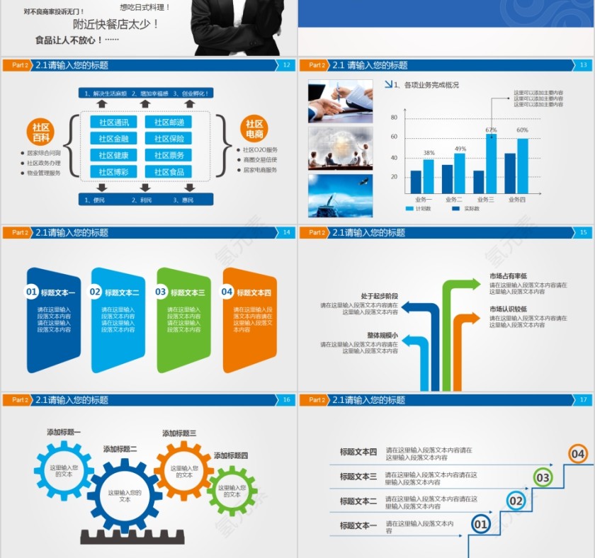 蓝色简约电信通讯行业PPT模板第3张