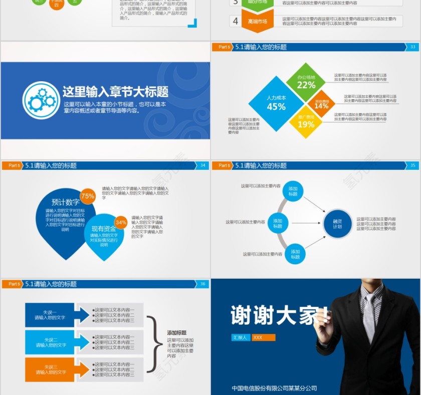 蓝色简约电信通讯行业PPT模板第6张