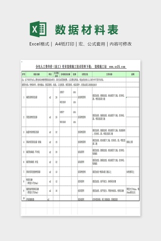 装修市场材料价格参考Excel
