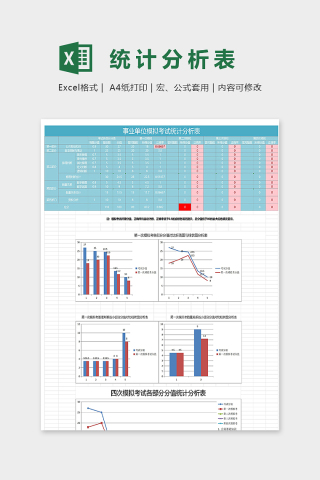 事业单位模拟考试统计分析表excel模板