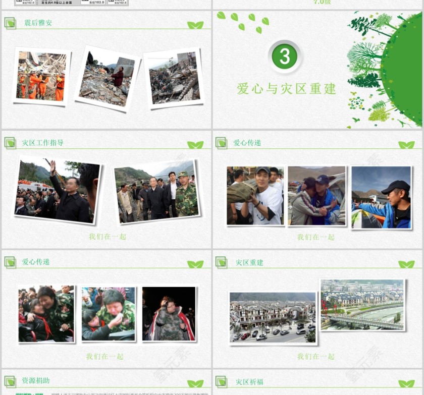 抗震救灾主题班会儿童地震防灾PPT模板第4张