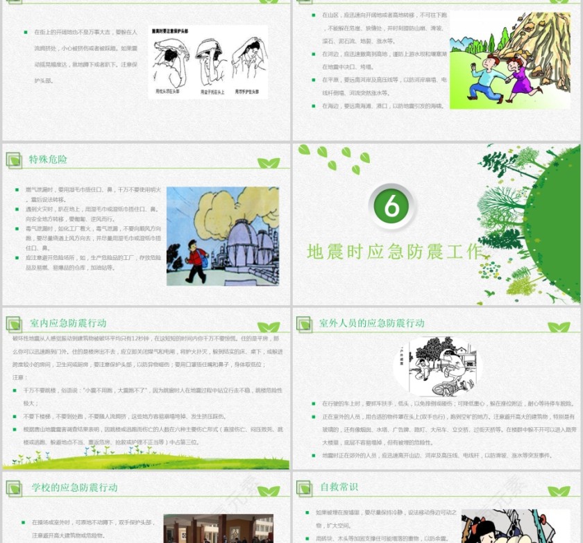 抗震救灾主题班会儿童地震防灾PPT模板第8张