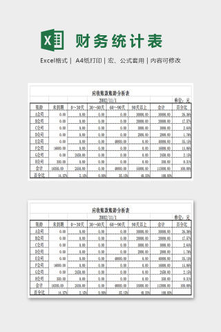 大气精美财务统计表Excel