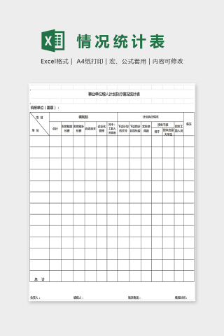 事业单位增人计划执行情况统计表格Excel