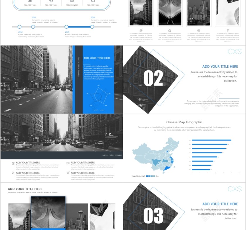 商务欧美ppt模板简约2019高端大气 商业工作汇报时尚极简风素材第2张