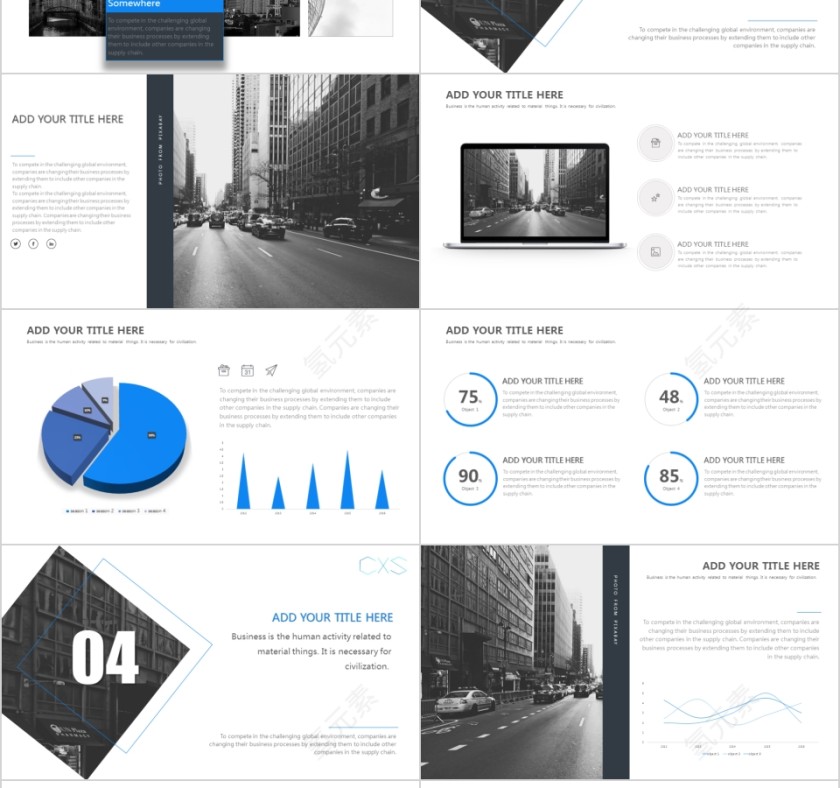 商务欧美ppt模板简约2019高端大气 商业工作汇报时尚极简风素材第3张