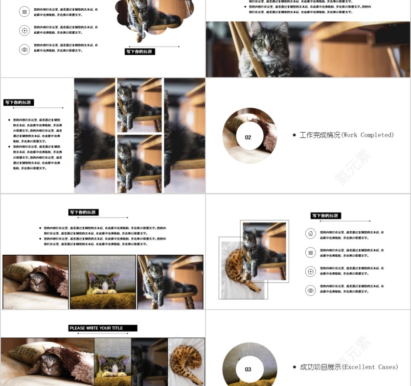 萌宠年度月度季度总结汇报PPT模板第2张