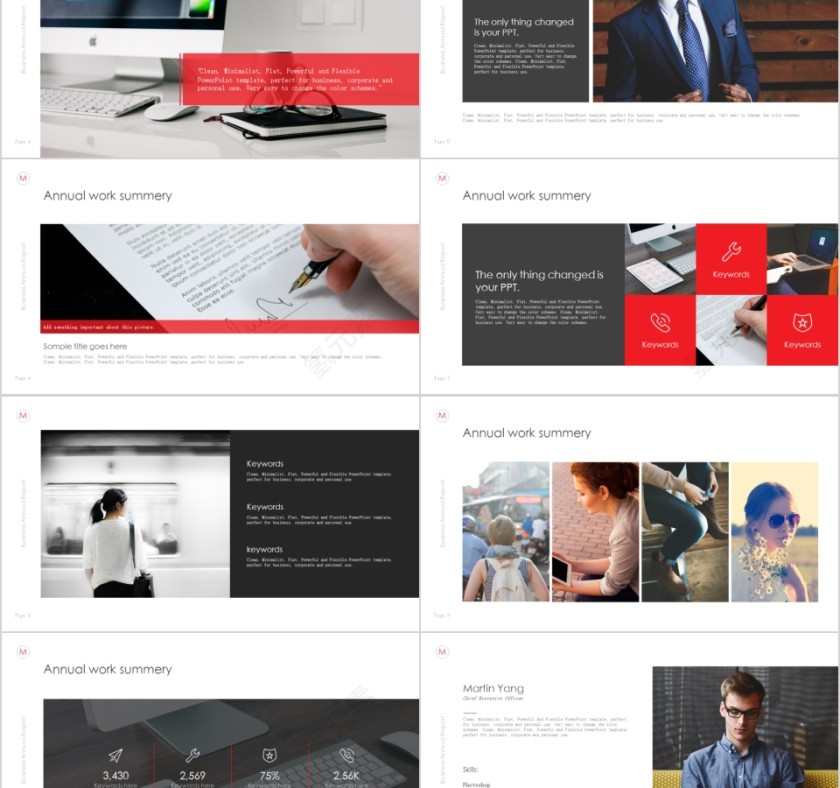 商务欧美ppt模板简约2019高端大气 商业工作汇报时尚极简风素材第2张