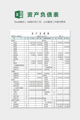公司企业高端资产负债表