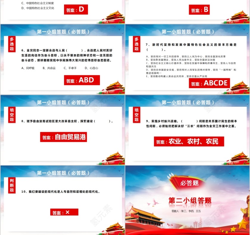  简约学习落实十九大报告内容知识竞赛PPT模板第3张