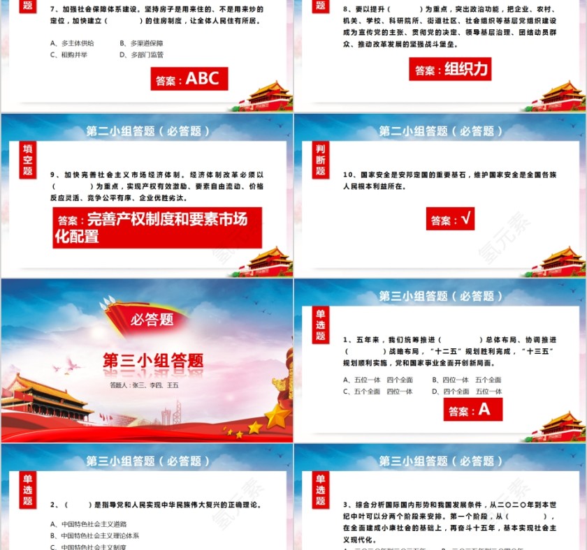  简约学习落实十九大报告内容知识竞赛PPT模板第5张