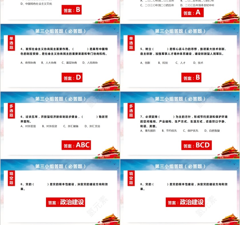  简约学习落实十九大报告内容知识竞赛PPT模板第6张