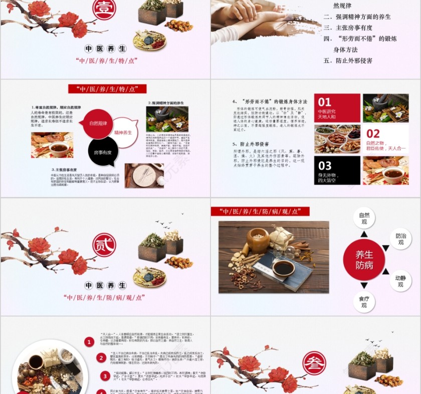 中国风中医保健四季养生ppt模板第2张