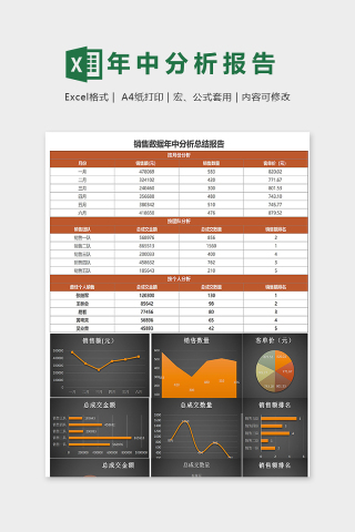 销售数据年中分析报告模版