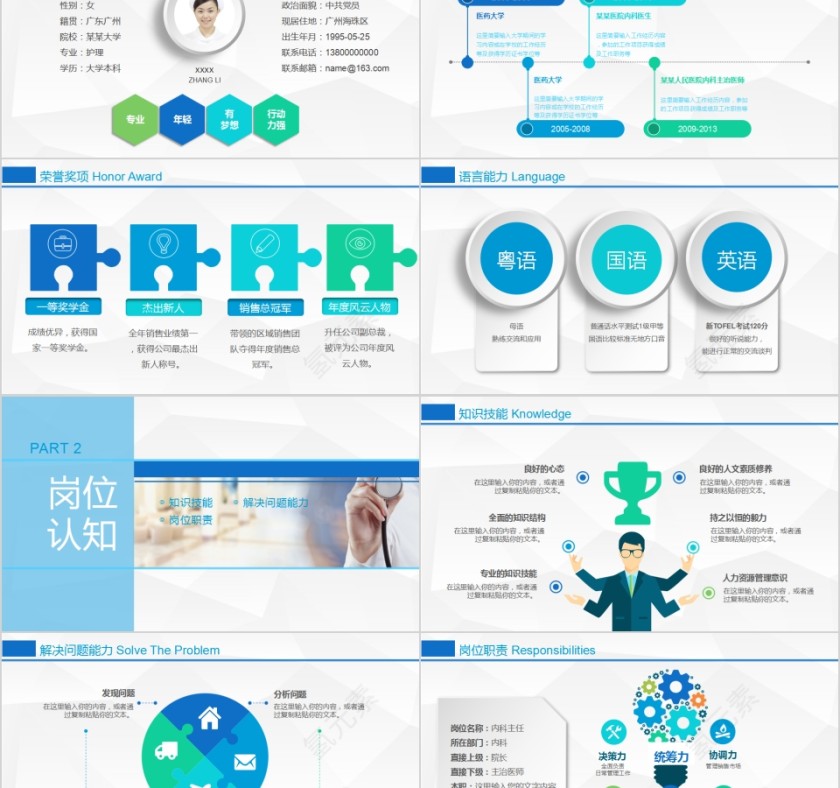 小清新风格框架完整护士长竞聘报告ppt模板第2张