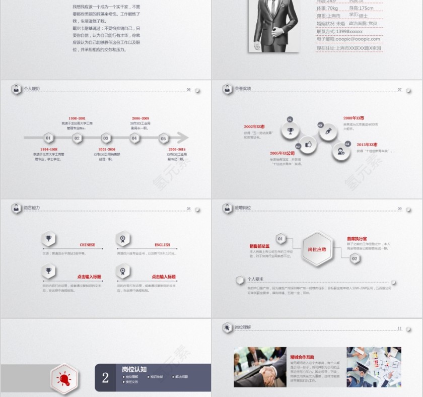时尚个性竞聘PPT模板动态预览图第2张
