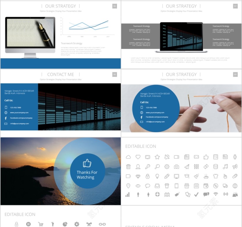 商务欧美ppt模板简约2019高端大气 商业工作汇报时尚极简风素材第4张