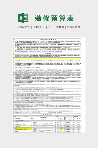 94平米家庭装修预算表模版