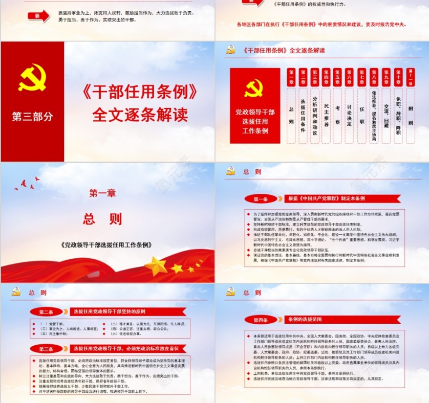 简约清新《党政领导干部选拔任用工作条例》PPT模板   第3张