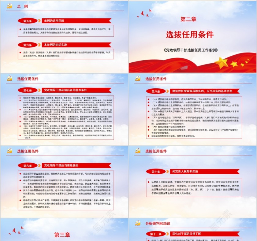 简约清新《党政领导干部选拔任用工作条例》PPT模板   第4张