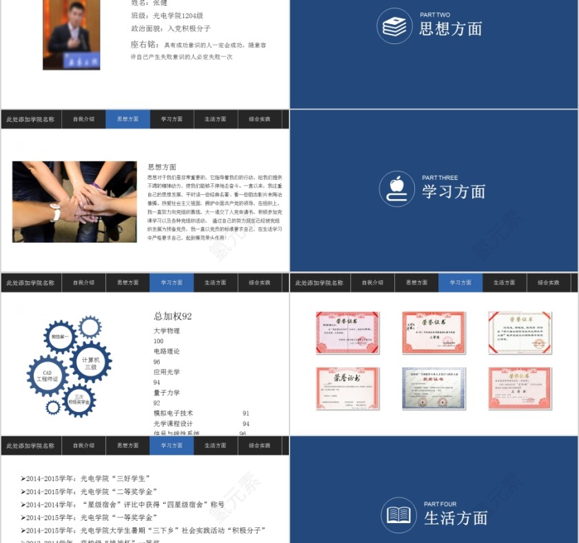 简约国家奖学金申请答辩模幻灯片模板第2张