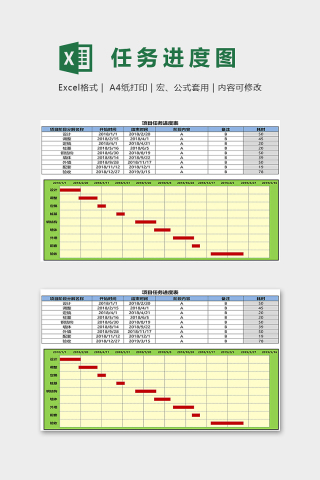 公司新版项目任务进度表excel模板