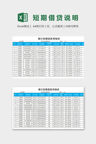 短期借款明细表